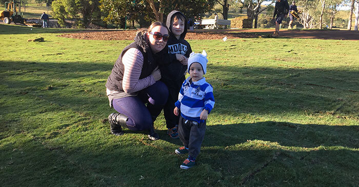 Jarryd Kelly family pic at Australian Botanic Garden, Mount Annan