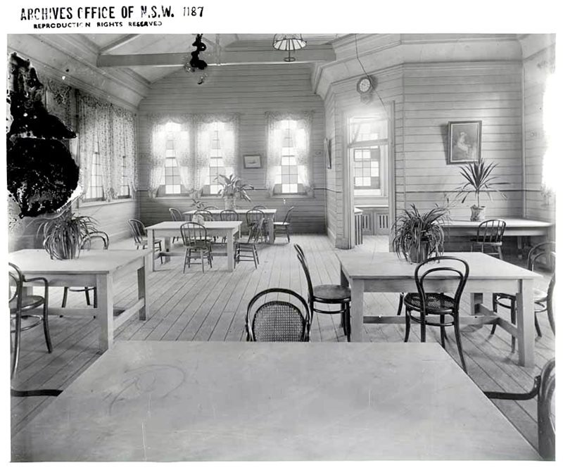 Inside the Tea Rooms at the Royal Botanic Garden Sydney, date unknown.