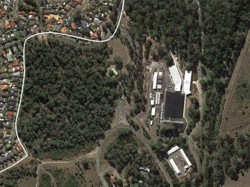 An aerial photograph of the Cumberland Plain Woodland at the Australian Botanic Garden Mount Annan