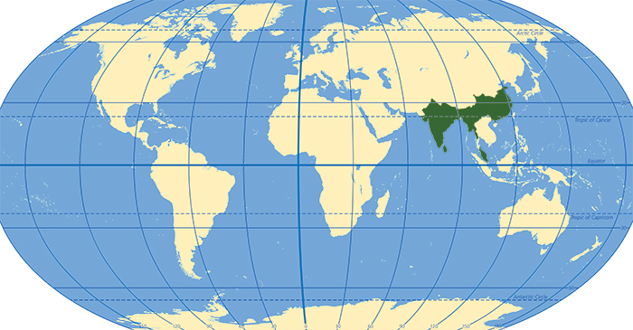 Map of the Fishtail Palm's habitat