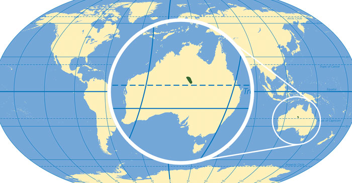 Map of the Red Cabbage Palm's habitat