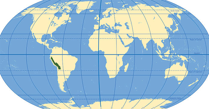 Map of Tuberous Begonia's habitat