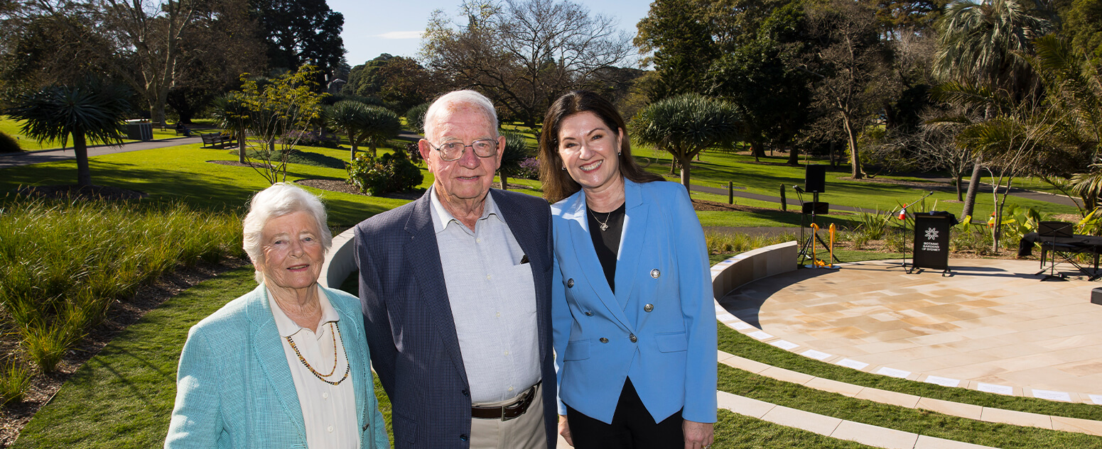 Denise Ora and the Constable family at the amphitheatre in the Royal Botanic Garden Sydney