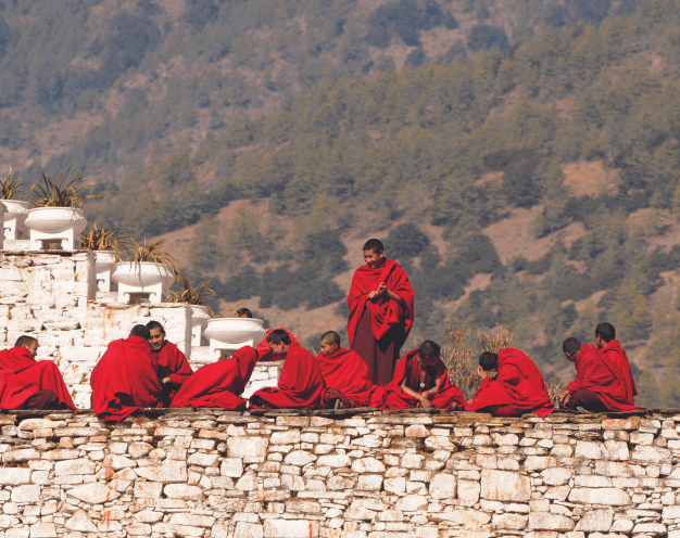 Monks at Monastery in Paro