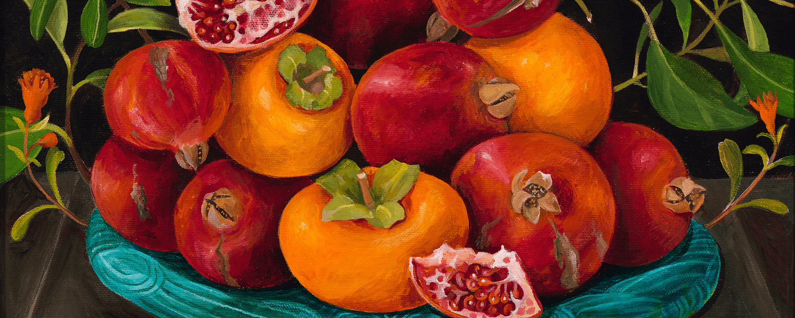 Painting of persimmons by Charlotte Thodey