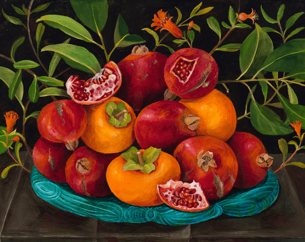 Painting of persimmons by Charlotte Thodey