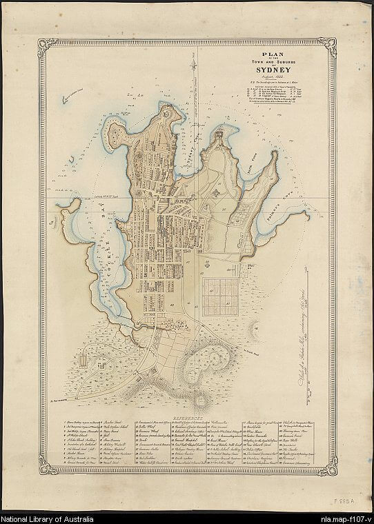 1822 map of the Royal Botanic Garden Sydney