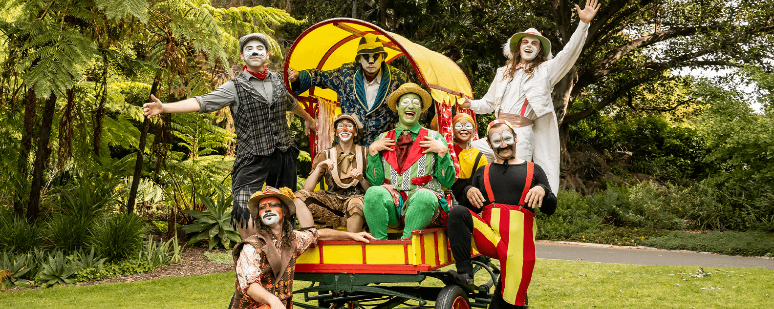 Wind in the Willows characters posing on a caravan