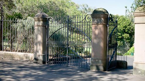 Iron and sandstone gates